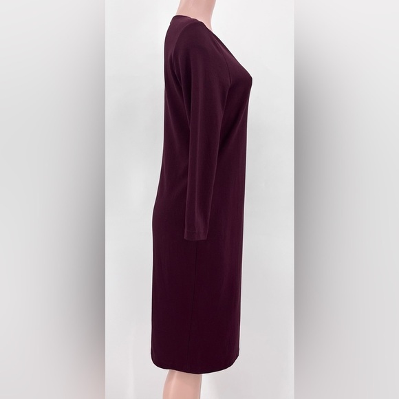 Vince Shiraz Wine Stretch Crepe Knit Sheath Dress Size Large - Picture 4 of 11